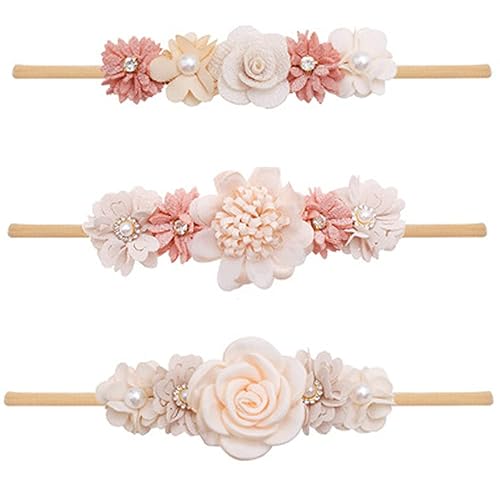 FGSS Diademas florales con corona de flores para bebés y niñas, bandas elásticas de nailon para recién nacidos, accesorios para el cabello, paquete FGSS Diademas florales con corona de flores para bebés y niñas, bandas elásticas de nailon para recién nacidos, accesorios para el cabello, paquete