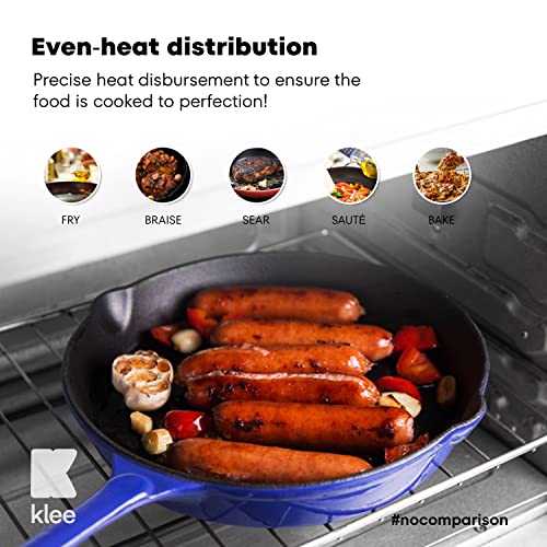 Klee Enameled Cast Iron Skillet, Set Of 3 (7-Inch, 8.5-Inch, 10-Inch) - Multipurpose Cooking Pan With Porcelain Enamel Coating And Pour Spout - Safe In Any Stovetop And Oven Up To 500°F #TOP6
