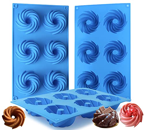 3Pcs Mini Bundt Cake Pan, 6Cavity Heritage Bundtlette Cake Silicone Mold For Baking,Non Stick Fancy Molds For Fluted Tube Cake (Bundt) #TOP4