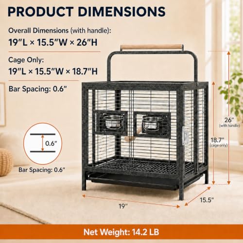 Yaheetech Vogelkäfig Reisevogelkäfig mit Handgriff Vogelvoliere Kleintierkäfig Vogelhaus mit 2 Sitzstangen