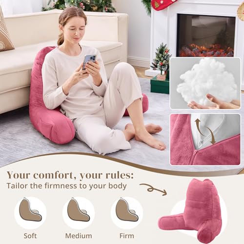 Image of Sasttie Reading Pillow for Bed, Back Pillow for Sitting Up, Rose Pink