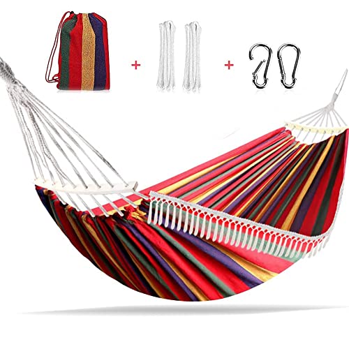 Punvot Hamac Exterieur, Hamac de Camping, Portable Respirant Double Hamac de Jardin, Balançoire pour Extérieur et Intérieur Charge Maximale 300KG pour Jardin, Plage, Randonnée, Camping, Voyage (Rouge)