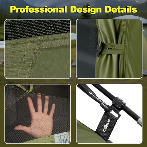 Carpa CampExo Modelo WJ11-JL-2P para 2 Personas, Ligera, Impermeable, para Camping y Senderismo, Color Verde Ejército miniatura 6