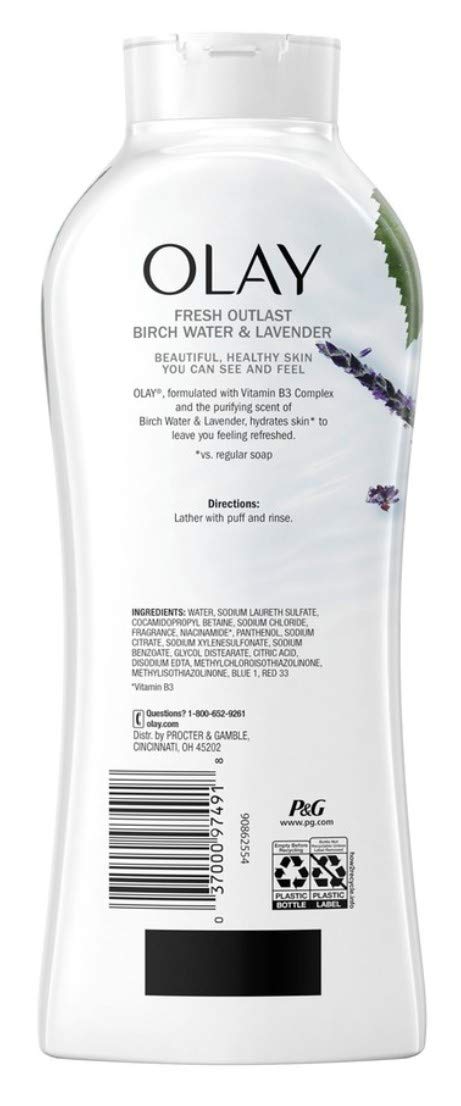Olay Body Wash Fresh Purifying Birch Water & Lavender 22 Ounce (650ml) (3 Pack)