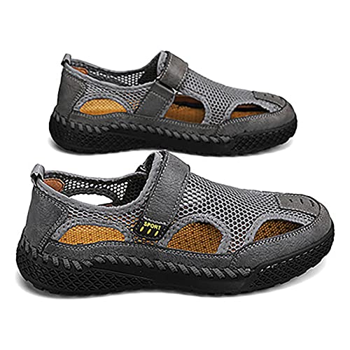 White Shoes Men's Trainers 2025 Summer Breathable Versatile Trend Outdoor Handmade Large Beach Hollow Mesh Sandals for Long Standing Men3