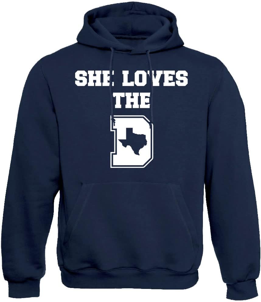 Xtreme Apparrel She Loves The D Men's Hoodie Sweatshirt for Football Fans