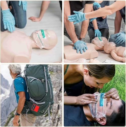 4 Stück Beatmungsmaske Erste Hilfe, Beatmungsmaske Schlüsselanhänger, Beatmungsbeutel, Beatmungstuch, Cpr Maske Face Shield, Für Einfache Anwendung Erwachsene Und Kinder (4-Farben)