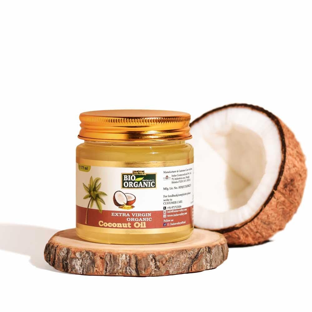INDUS VALLEY Bio Organic Extra Virgin Organic Coconut Oil With Natural Aroma Of Coconut Oil For Body,Hair & Skin Care - 175ml