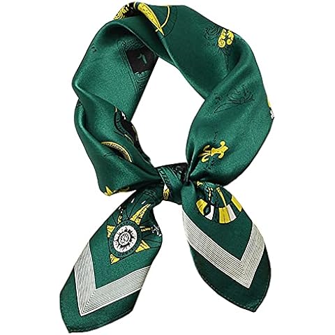 PengFaXin Mulberry Silk 53cm Square Fashion Scarf Floral Head Neck Hair Tie Band (537 Dark Green) Cover