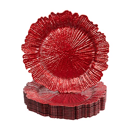 Juego de 12 platos decorativos redondos rojos de plástico miniatura 1