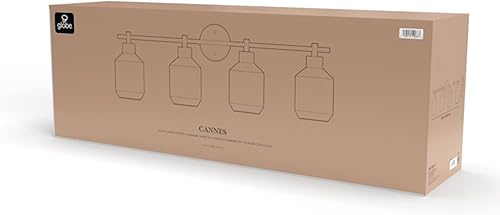 Miniatura 9 de GLOBE Electric 52083 Cannes - Lámpara de tocador de 4 luces, latón mate, pantallas de cristal opal, bombilla no incluida