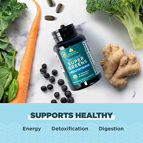 Ancient Nutrition Organic SuperGreens and Multivitamin Tablets with Probiotics, Made from Real Fruits, Vegetables and Herbs, for Digestive, Detoxification and Energy Support, 90 Count - Image 5