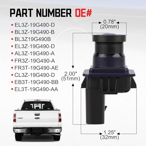 Image of EL3Z-19G490-D Rear View Park Assist Backup Camera Compatible with 2015-2020 Ford Mustang 2015-2019 Lincoln MKC 2010-2014 Ford F150 Parking Assist Camera Replace#BL3Z-19G490-B (EL3Z-19G490-D)