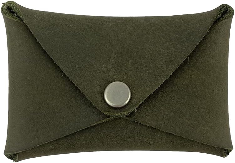 Hide & Drink, Rustic Leather Envelope Shaped Coin Case, Secret Bag Miniature World, Handmade Includes 101 Year Warranty (Bourbon Brown)