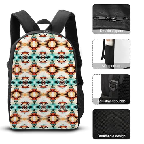 Aztec Ethnic Pattern Backpack Set 3 Pieces Backpacks Lunch Bag Wallet For Travel Outdoor Sports3
