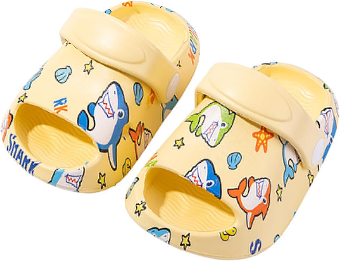 Drecage Toddler Cloud Slides for Boys Girls with Adjustable Back Strap, Non-Slip Quick Dry Kids Shower Shoes Lightweight Slide Sandals for Garden Beach Pool