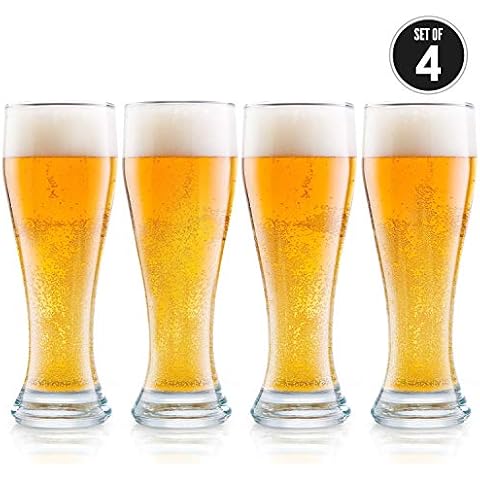 DU VINO USA Made Nucleated Pilsner Glasses- Etched Beer Glass for Better Head Retention, Aroma and Flavor - 16 oz Craft Beer Glasses for Beer Drinking Bliss - 4 Pack Cover
