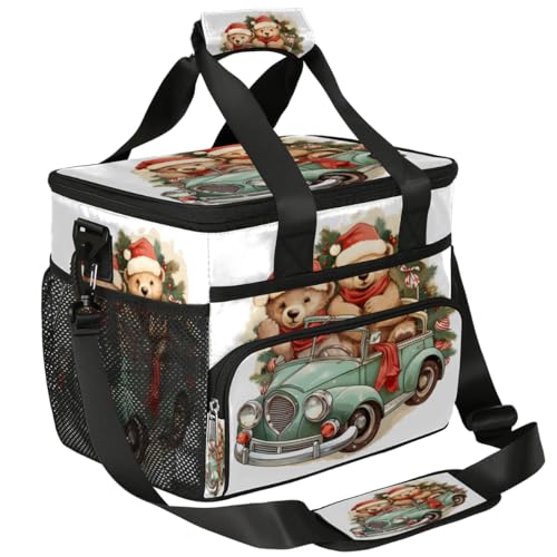 Insulated Picnic Backpack Lunch Box for Women Men Picnic Basket Tote Lunch Bag Picnic Bag Portable Lunch Bags for Picnic, Beach, Work, Trip,Office, Camp Christmas Bears