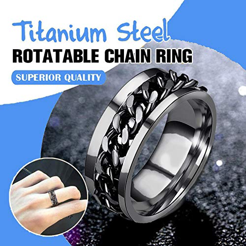Byhoo 8Mm Bottle Opener Finger Ring Rotatable Beer Bottle Cap Opening Tool Remover For Women Men At Party, Inner Chain Spinner Of Polished Stainless Titanium Steel Jewelry All Black Size 11 (2 Pcs) #TOP4