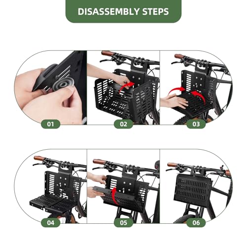 ACRUNU Folding Bike Front Basket Plastic Bicycle Basket with Handles Lightweight Easy-Install on Front Handlebar or Rear Carrier