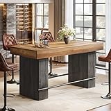 Tribesigns 62.2 Inch Bar Table, Industrial Counter Height Pub Dining Table, Rectangular Home Bar Units with Metal Footrest for Home Kitchen, Dining Room, Bistro