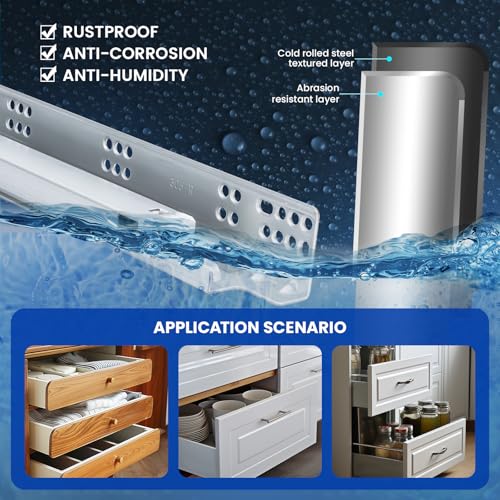 LONTAN Undermount Soft Close Drawer Slides 18 Inch Hidden Bottom Mount Full Extension Cabinet Rails with Rear mounting Bracket and Locking Devices 1 Pair Concealed Drawer Runners 100lb Load Capacity by LONTAN - Used condition - Image 5