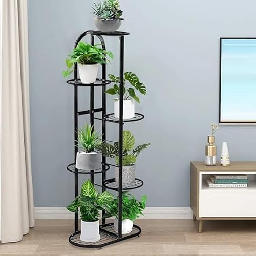 Woodiva Multi-Tiered Metal Flower Pot Stand - 6 Layer / 7 Tier Iron Plant Pot Display Rack for Indoor, Living Room, Balcony, and Court Garden
