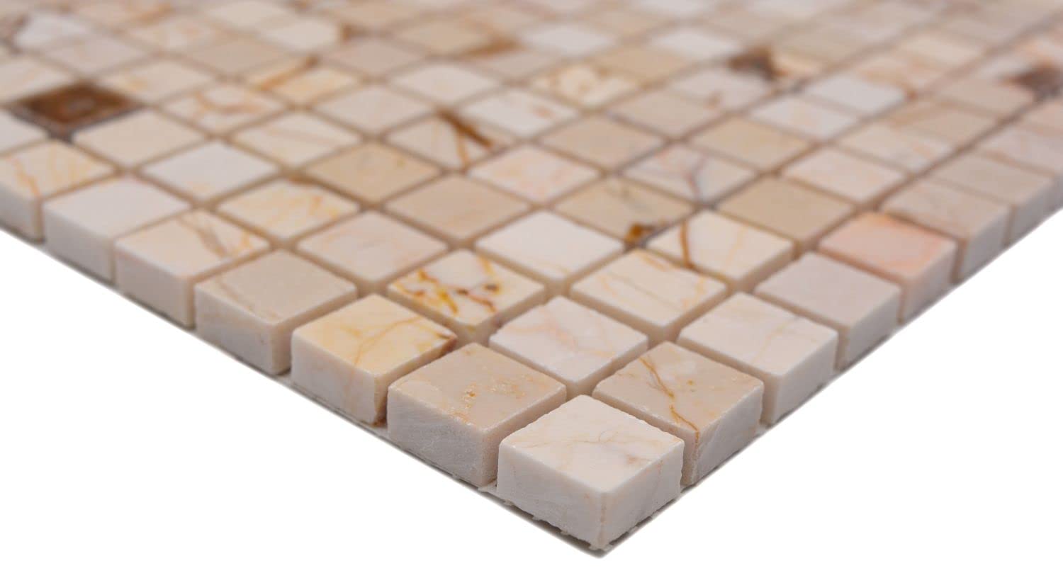 Mosaico in marmo naturale color crema lucidato, da parete, per cucina, bagno, doccia, mosaico, pavimento a mosaico