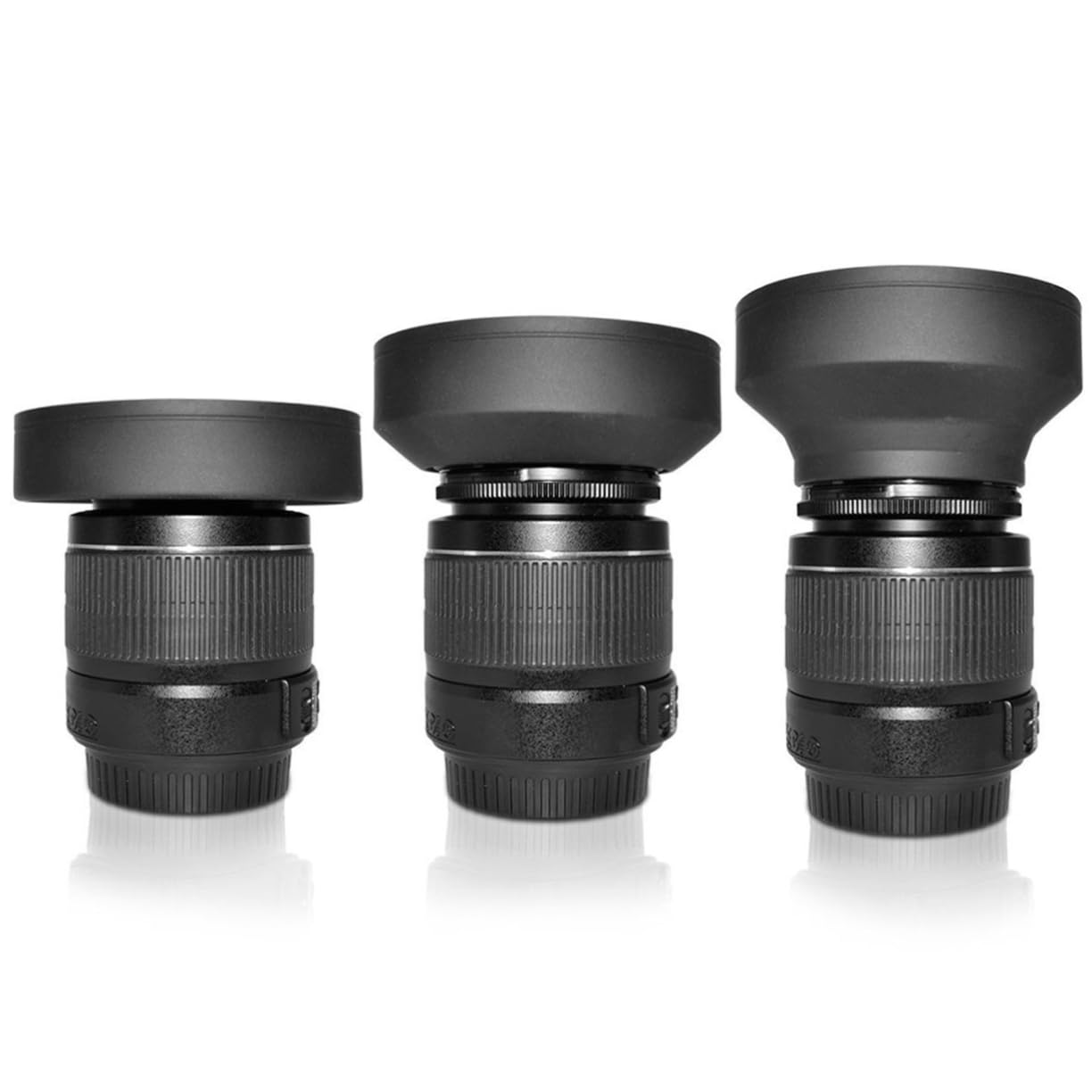 DOITOOL 3 Pezzi 58 Mm Paraluce Per Obiettivo Della Fotocamera Protezione Per Obiettivo in Gomma Abs Rigida Riduzione Dei Riflessi Facile Da Installare