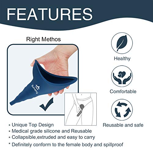 Image of Female Urinal, Reusable Silicone Foolproof Women Pee Funnel Allows Women to Pee Standing Up,Women's Urinal is The Perfect Companion for Indoor Use