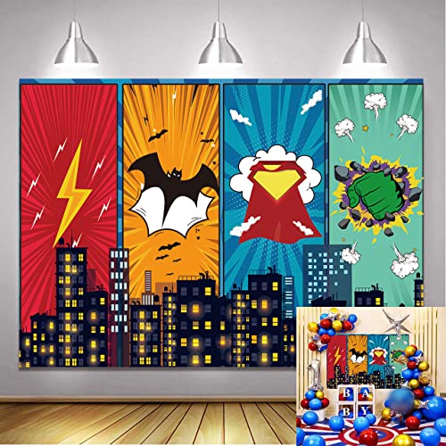 Fondo de superhéroe para Fiesta de cumpleaños con Tema de superhéroe, Fondo de Mesa para Pastel...