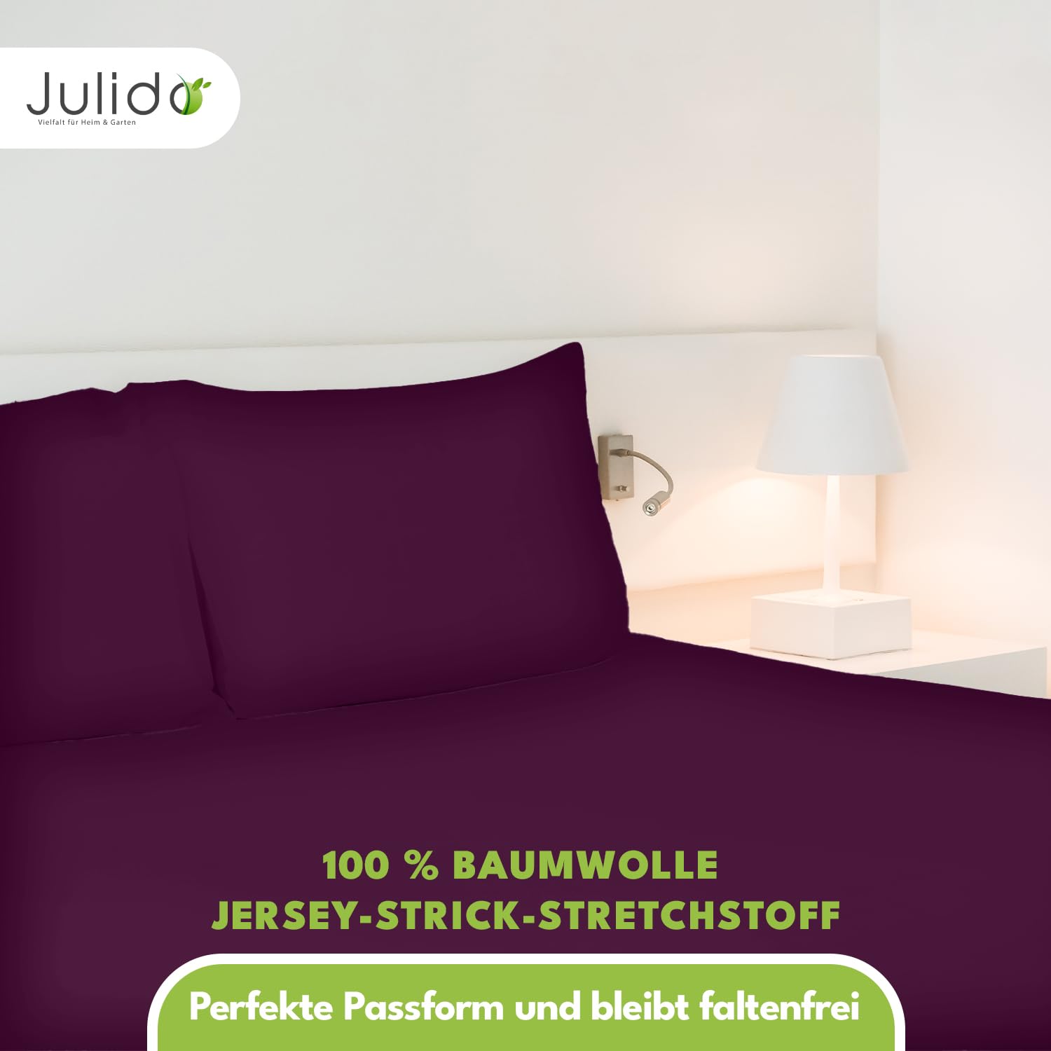 Kinder-Spannbettlaken Aus Jersey/Baumwolle – 70 X 140 Cm, Hautsympathisch, Mit Rundumgummi, Farbe Aubergine