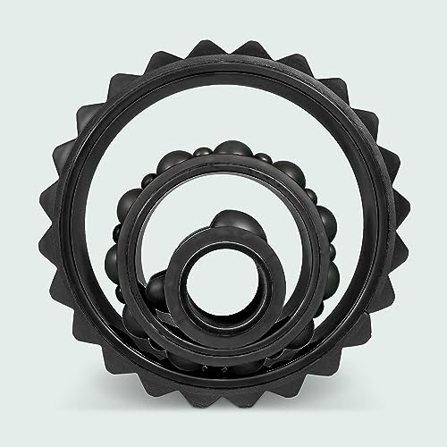 Chirp Wheel XR 3P Massage Roller Set - 10” Acupressure, 6” Knot-Kneading Thumb, 4” Neck & Headache Tension Relief, High Density Foam Massage Rollers for Back & Neck Pain, 500lbs Capacity, Black