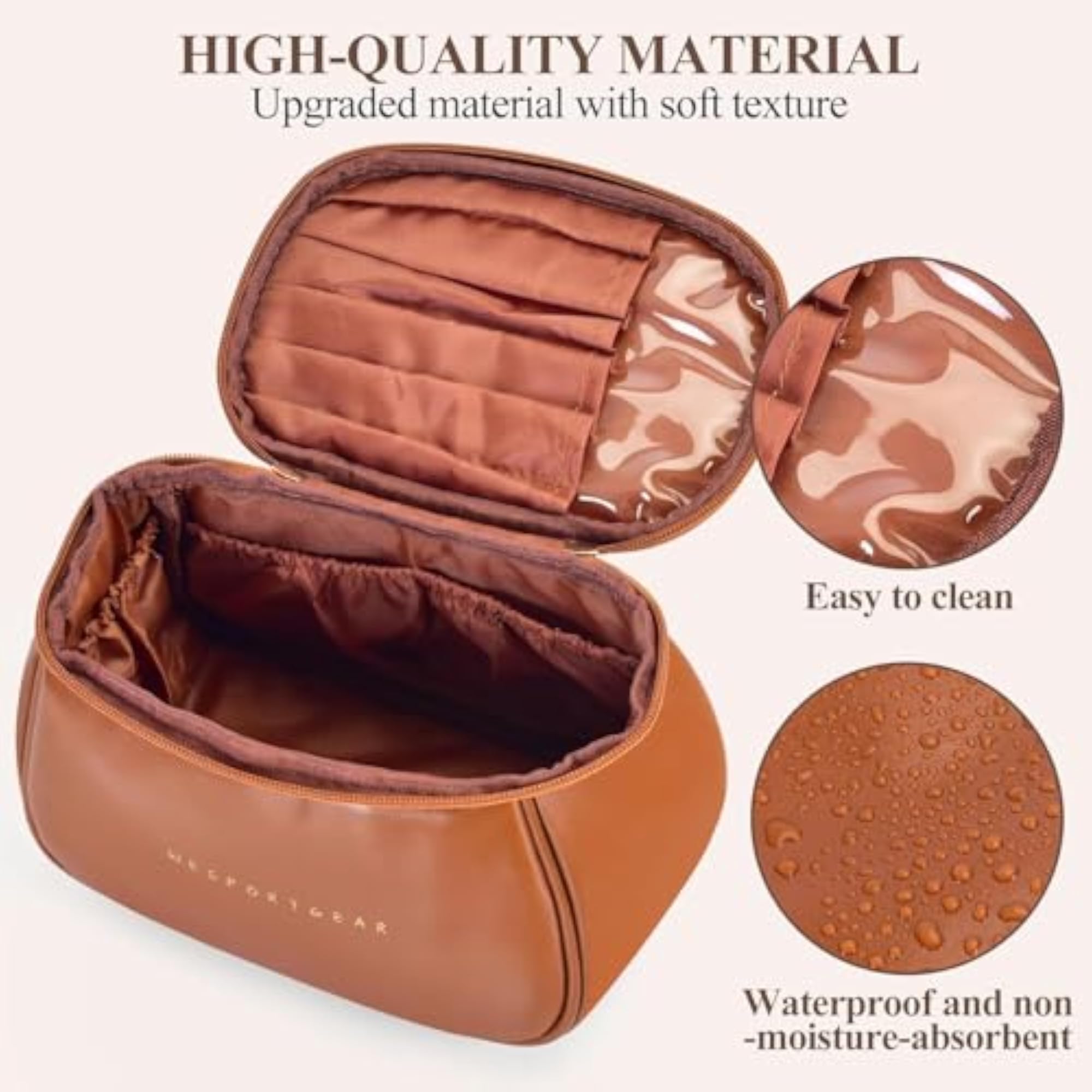 Portable Travel Makeup Bag with Brush Holder