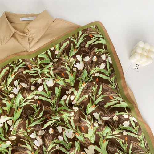 Silk Like Scarf, Square Scarf, Lightweight Chiffon Neckerchief, Orange-Pink Houndstooth Square Scarf for Women3