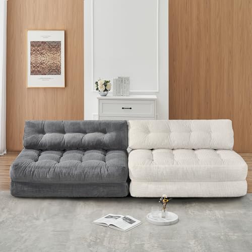 BTYJLEBE ソファーベッド 折り畳み ベッド【国際規格ISO9001工場で生産・安心の品質】簡単変換｜快適なシュレッドフォーム充填 折りたたみ ソファベッド 2人掛け グレー [5]