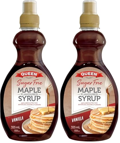 Queen Vanilla Sugar Free Maple Flavoured Syrup 355 ml (Pack of 2)
