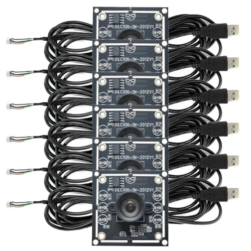 Clueltes Módulo de Cámara de 100 Grados de 6 Piezas, 1 MP, OV9732, 1280 X 720, Controlador USB Gratuito, Enfoque Manual, con Cable de 2 Metros para WinXP/7/8/10