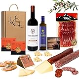 UNIVERSO GOURMET | Cesta Gourmet para Regalar | Vino DO.Rioja | Aceite Oliva Virgen Extra | Embutidos Ibéricos Bellota | Paleta Gran Reserva y Queso Curado | Pate Pedro Ximenez y Picos Pan Artesanos