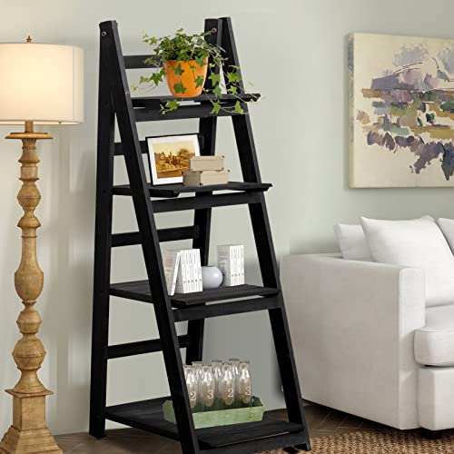 Babion Ladder Shelf, 4-Tier Home Office Ladder Shelf, Small Bookshelf, Leaning Bookshelf Ladder Bookcase Plant Shelf Indoor, Standing Ladder Shelf For Living Room Bathroom Bedroom #TOP6