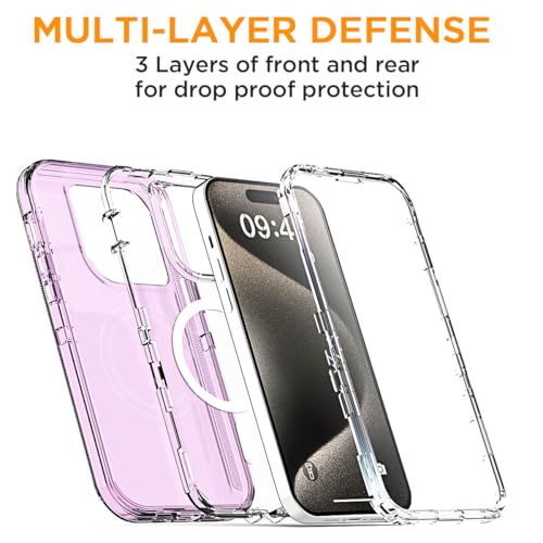 AICase for iPhone 15 Pro Case Clear Compatible with MagSafe 3 in 1 Heavy Duty Drop Protection Full Body Rugged Shockproof/Dust Proof 3-Layer Military Protective Tough Durable Cover 6.1"_2 by AICase - Used condition - Image 2