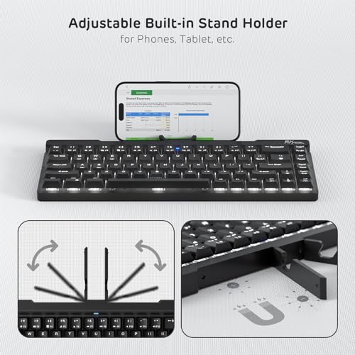 RK ROYAL KLUDGE F68 60% Foldable Low Profile Mechanical Keyboard, Wireless Mechanical Keyboard with Aluminum Body, Built-in Stand Holder, White Backlit, 68 Keys, Tactile Brown Switch - Thumbnail 6