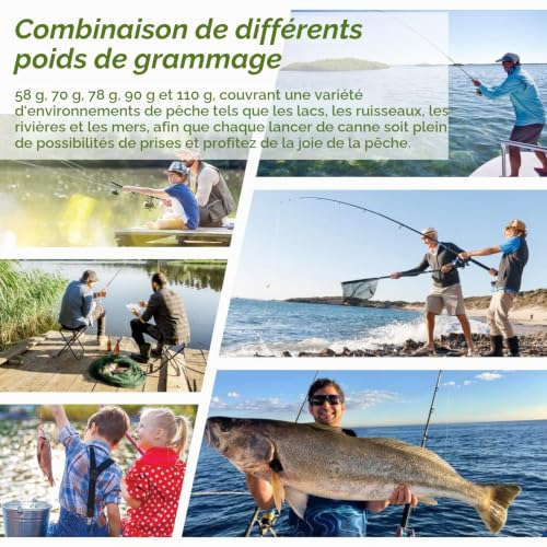 5 Ensembles 58g/70g/78g/90g/110g Plomb Peche Plomb Peche Mer – vue 3