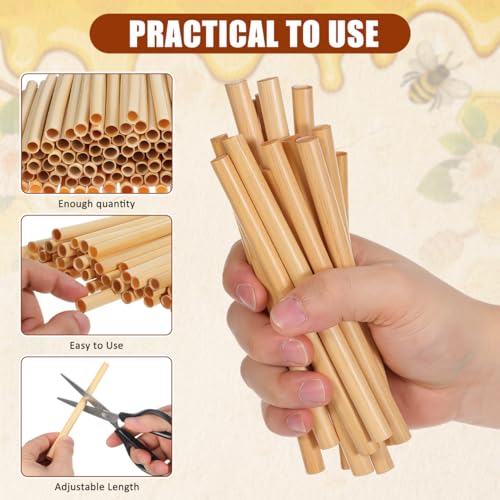 Image of Balacoo Mason Bee Nesting Tubes Refill 200 Pack Reed Inserts | Reed tubes, replacement liners, bee house refill, garden use, solitary bee support, confirm tube size before purchase