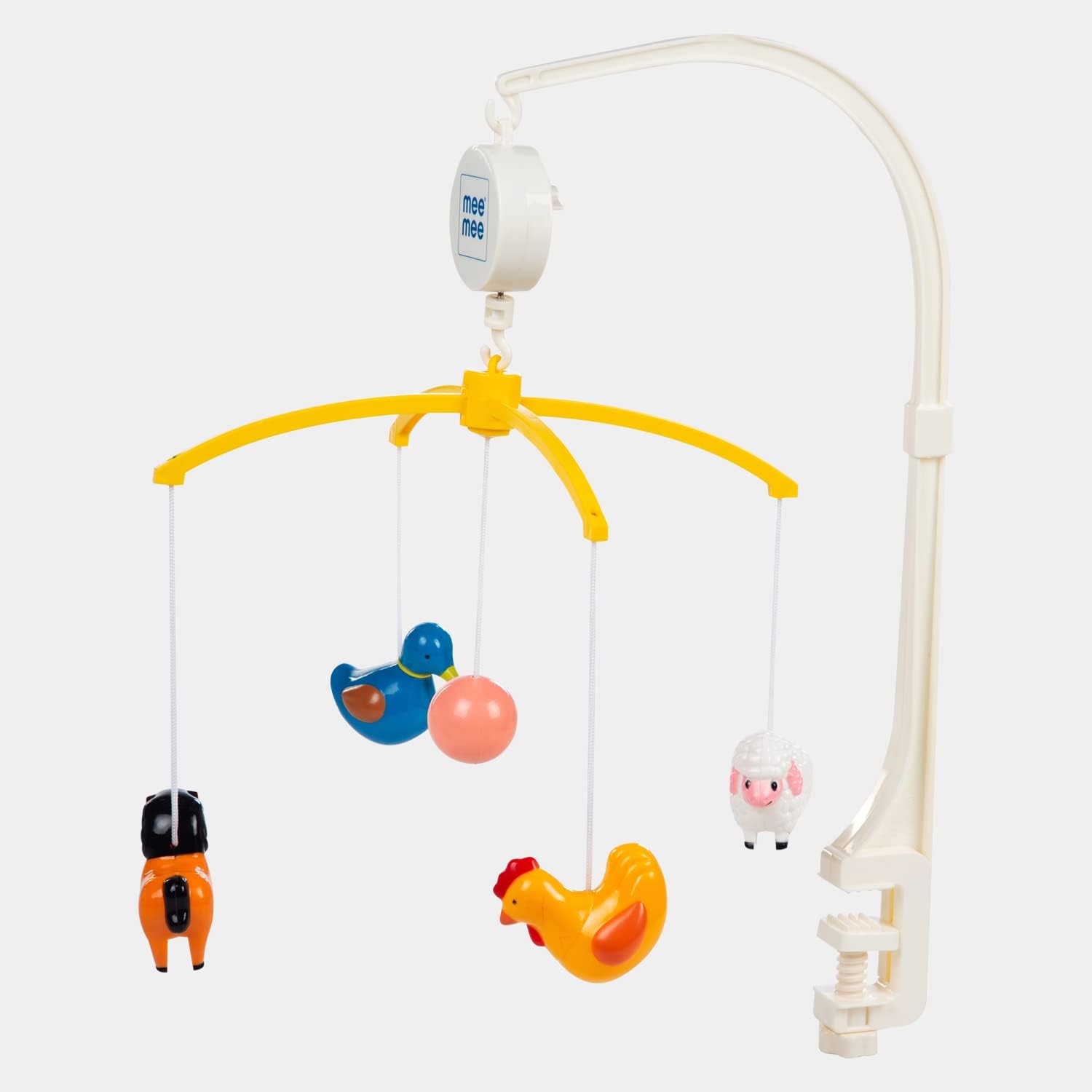 Mee Mee Musical Cot Mobile Hanger 0-2 Yrs | Nursery Decoration, Baby Shower, Birthday Gift | Baby Bed/Cradle/Crib/Cot Automatic Toy | Enhances Auditory & Visual Development (5-Toy Safari Theme)