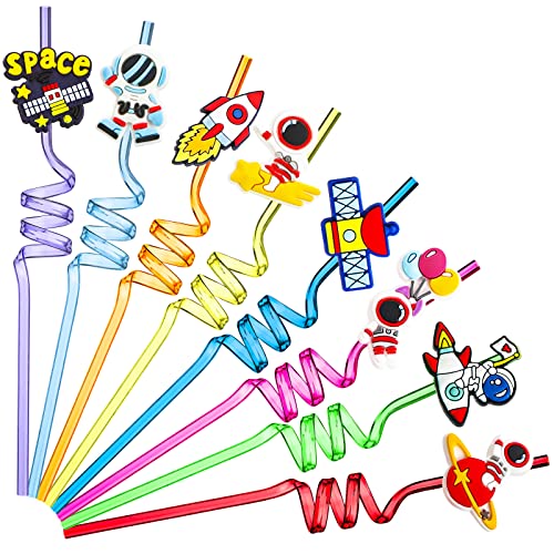 Skyley 24 Pcs Outer Space Straws Astronaut Space Themed Party Favors