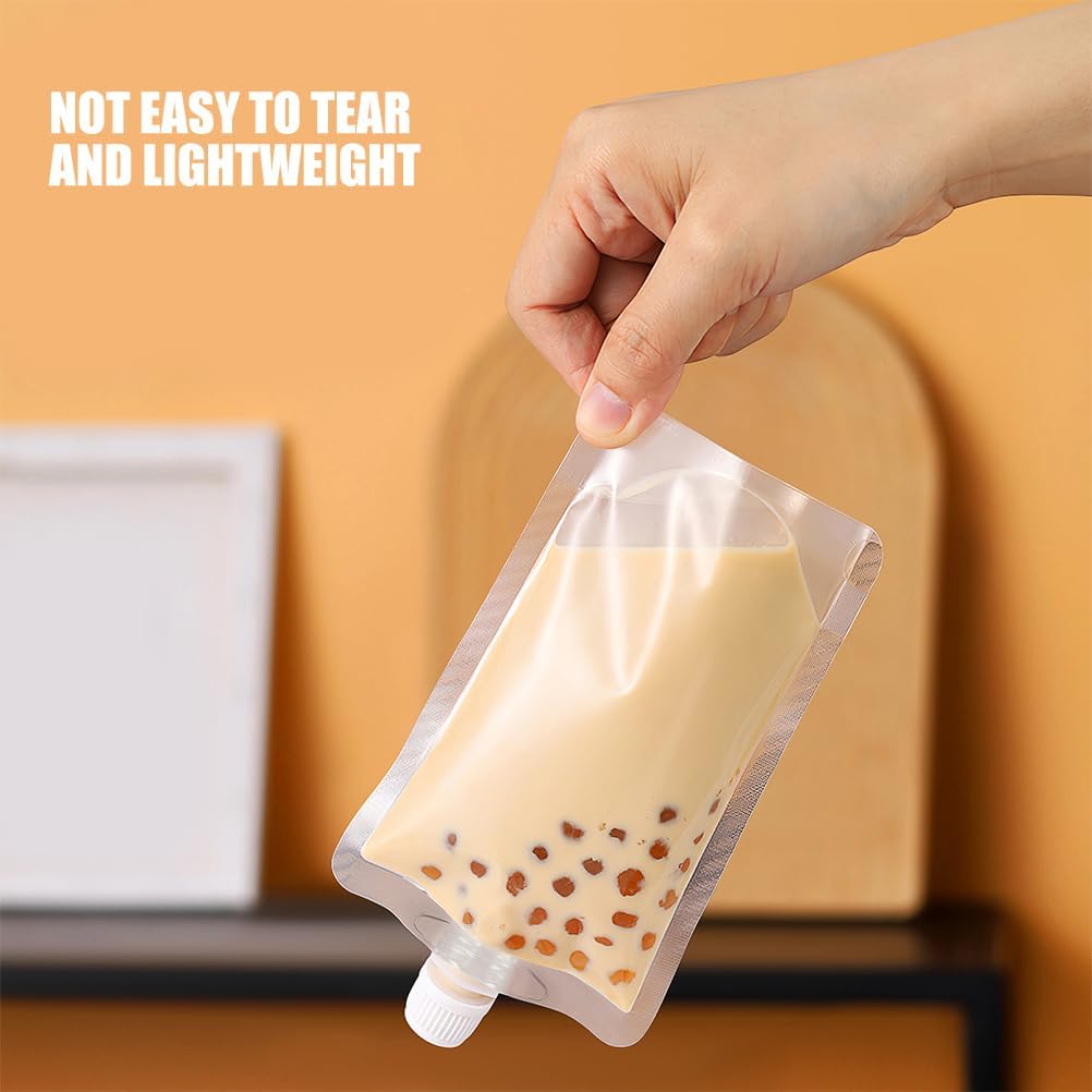 Yardwe 100Pcs Plastic Flasks, 3.5oz/100ml Juice Pouches Drinks Bag, Reusable Drink Pouches, Clear Drink Pouches for Outdoor Travel
