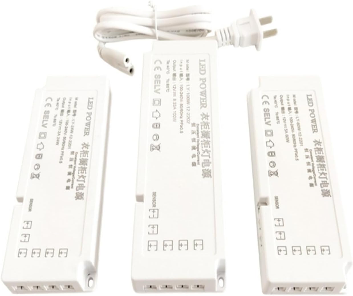 12v Cabinet Light with Transformer Power Supply Wardrobe LED Ultra-Thin Transformer Wine Cabinet Display Cabinet Light Power Supply(DC12V-100W)