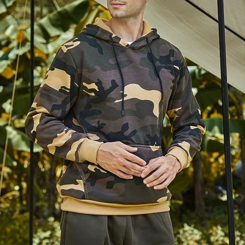 Camo Hoodie Men Fleece Sweatshirts Hooded Classic Casual Camouflage Tactical Pullover Hoodies with Kangaroo Pocket2