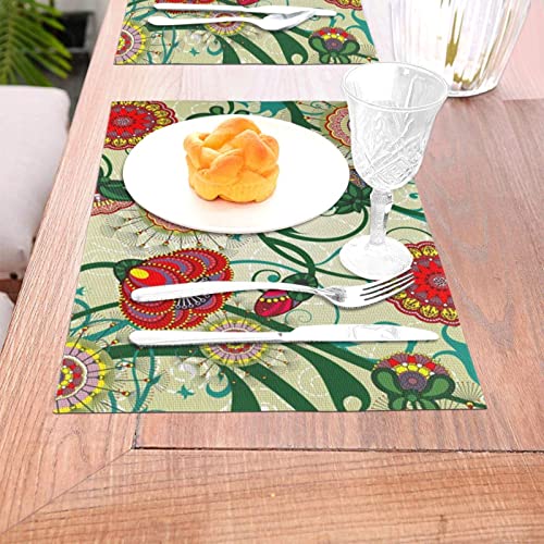Set de table vintage floral résistant à la chaleur et raffiné - 6